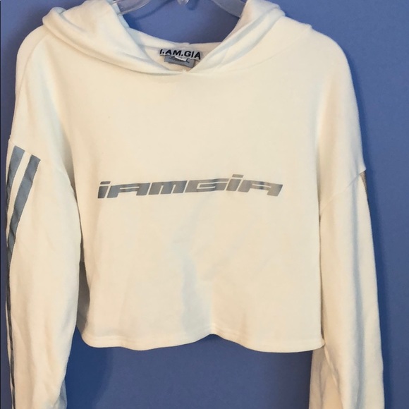 I.AM.GIA crop reflective sweatshirt hoodie - Picture 1 of 3